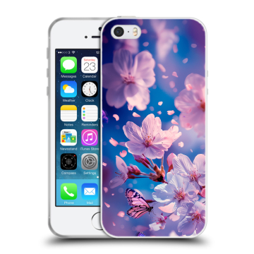 Пластиковый чехол на Iphone 5 с принтом цветы бабочки Пластиковый чехол на Iphone 5 с принтом цветы бабочки