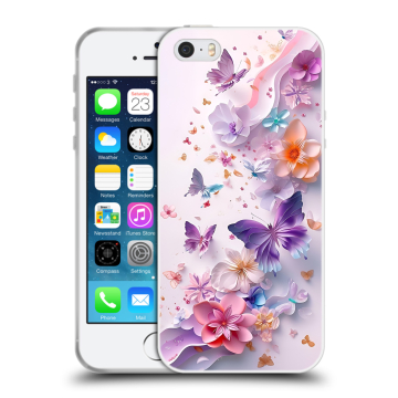 Пластиковый чехол на Iphone 5 с принтом цветы бабочки
