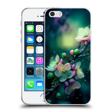 Пластиковый чехол на Iphone 5 с принтом Цветы и мрамор