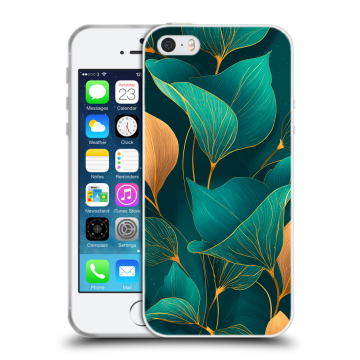 Пластиковый чехол на Iphone 5 с принтом Листья и золото