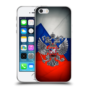 Пластиковый чехол на Iphone 5 с принтом Флаг России Пластиковый чехол на Iphone 5 с принтом Флаг России