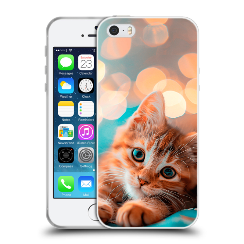 Пластиковый чехол на Iphone 5 с принтом котик Пластиковый чехол на Iphone 5 с принтом котик