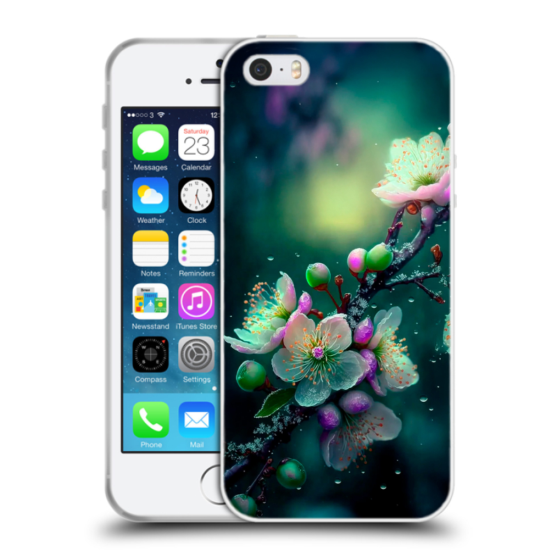 Пластиковый чехол на Iphone 5 с принтом Цветы и мрамор Пластиковый чехол на Iphone 5 с принтом Цветы и мрамор