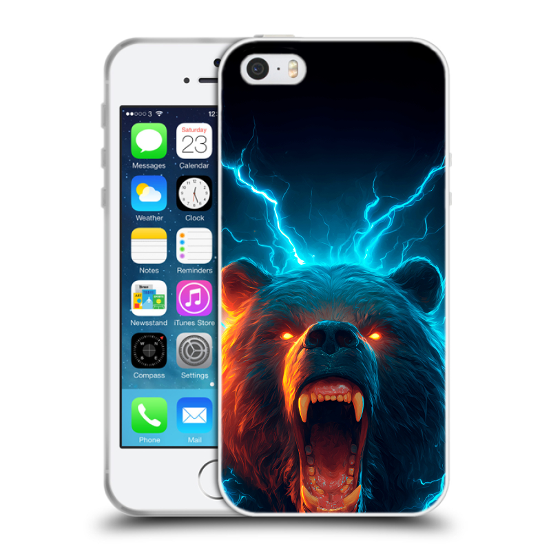 Пластиковый чехол на Iphone 5 с принтом Медведь Пластиковый чехол на Iphone 5 с принтом Медведь