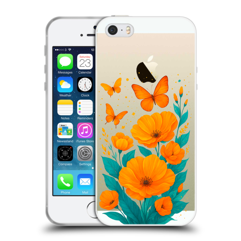 Пластиковый чехол на Iphone 5 с принтом цветы бабочки Пластиковый чехол на Iphone 5 с принтом цветы бабочки