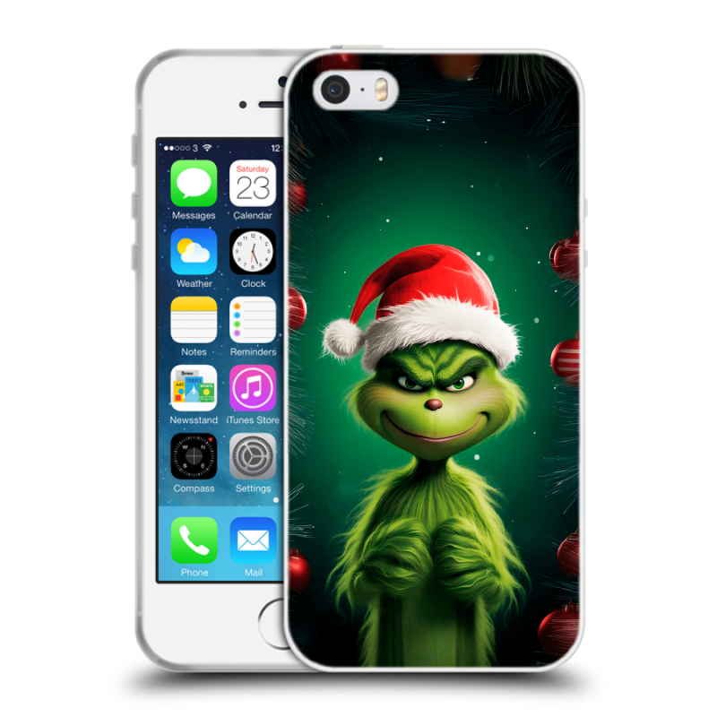Пластиковый чехол на Iphone 5 с принтом Гринч Новый год Рождество Пластиковый чехол на Iphone 5 с принтом Гринч Новый год Рождество