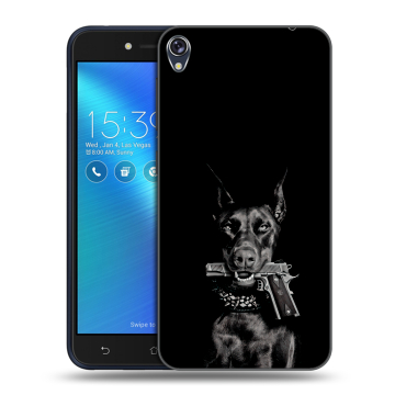 Силиконовый чехол на Asus ZenFone Live с принтом Доберман и пистолет Силиконовый чехол на Asus ZenFone Live с принтом Доберман и пистолет