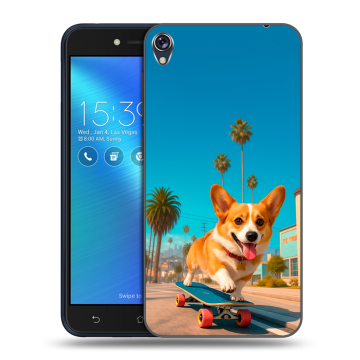 Силиконовый чехол на Asus ZenFone Live с принтом Корги на скейте Силиконовый чехол на Asus ZenFone Live с принтом Корги на скейте