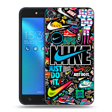 Силиконовый чехол на Asus ZenFone Live с принтом найк nike черный