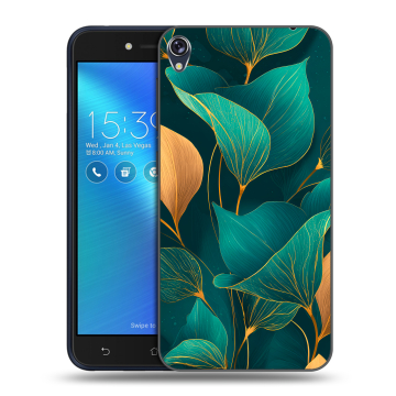 Силиконовый чехол на Asus ZenFone Live с принтом Листья и золото