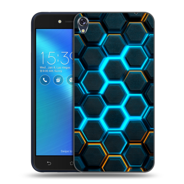 Силиконовый чехол на Asus ZenFone Live с принтом Неоновые соты