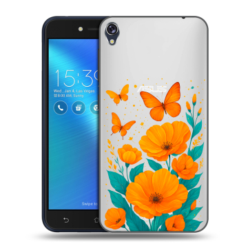 Силиконовый чехол на Asus ZenFone Live с принтом цветы бабочки Силиконовый чехол на Asus ZenFone Live с принтом цветы бабочки