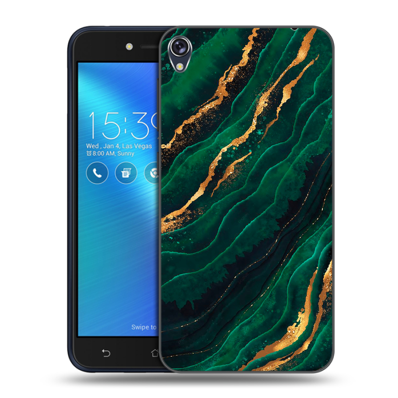 Силиконовый чехол на Asus ZenFone Live с принтом Мрамор зеленое золото Силиконовый чехол на Asus ZenFone Live с принтом Мрамор зеленое золото
