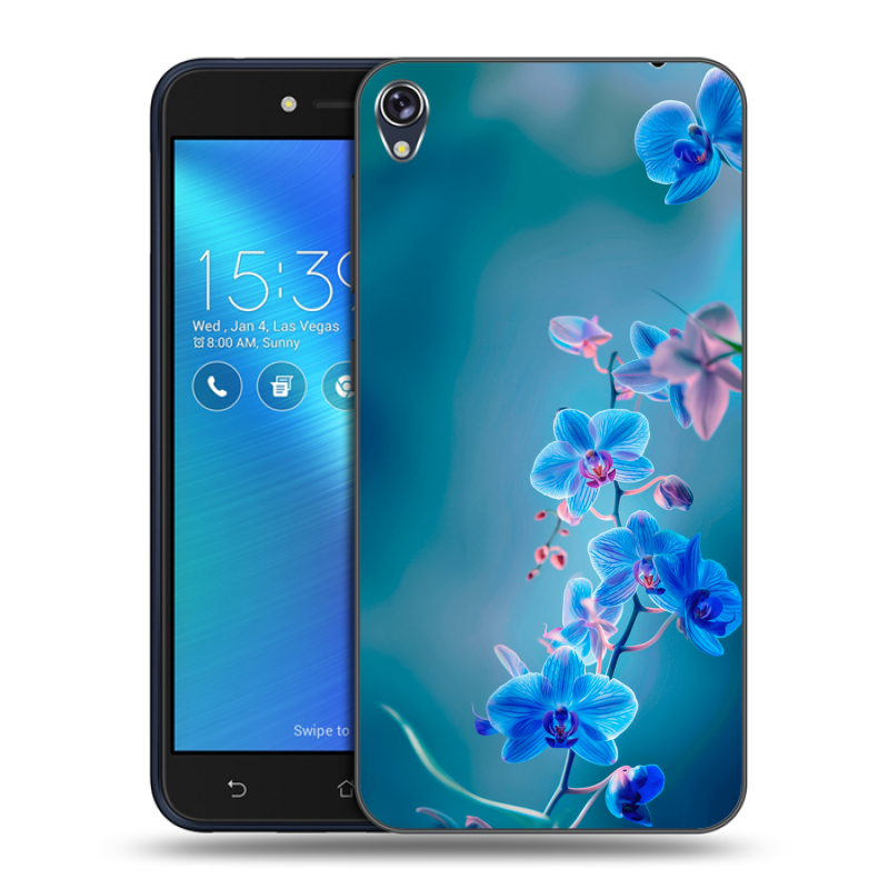 Силиконовый чехол на Asus ZenFone Live с принтом Голубые цветы Силиконовый чехол на Asus ZenFone Live с принтом Голубые цветы