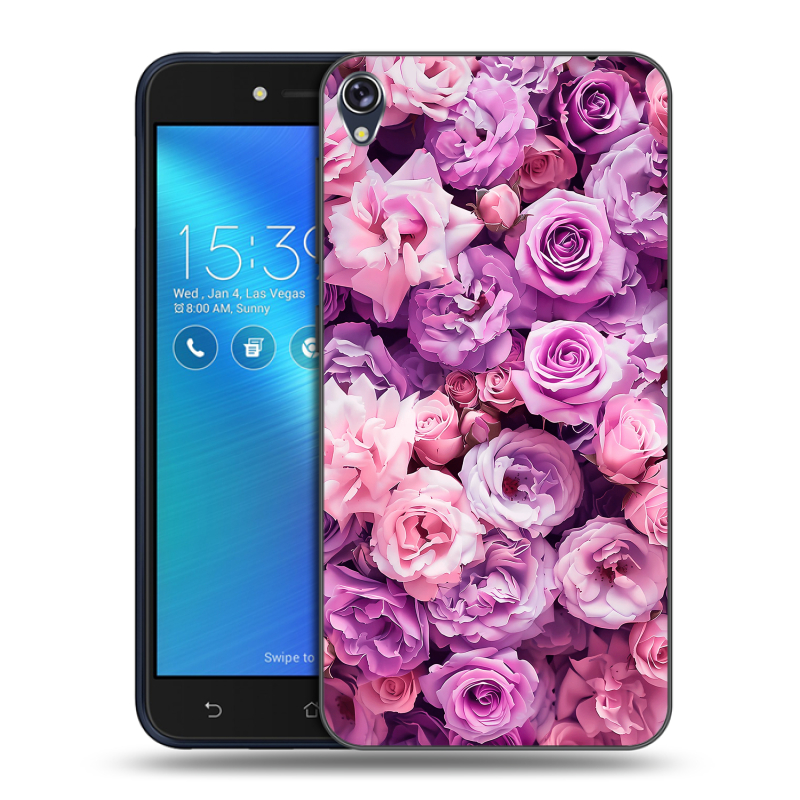 Силиконовый чехол на Asus ZenFone Live с принтом лавандовые розы Силиконовый чехол на Asus ZenFone Live с принтом лавандовые розы