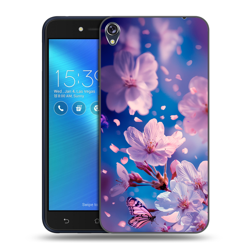 Силиконовый чехол на Asus ZenFone Live с принтом цветы бабочки Силиконовый чехол на Asus ZenFone Live с принтом цветы бабочки