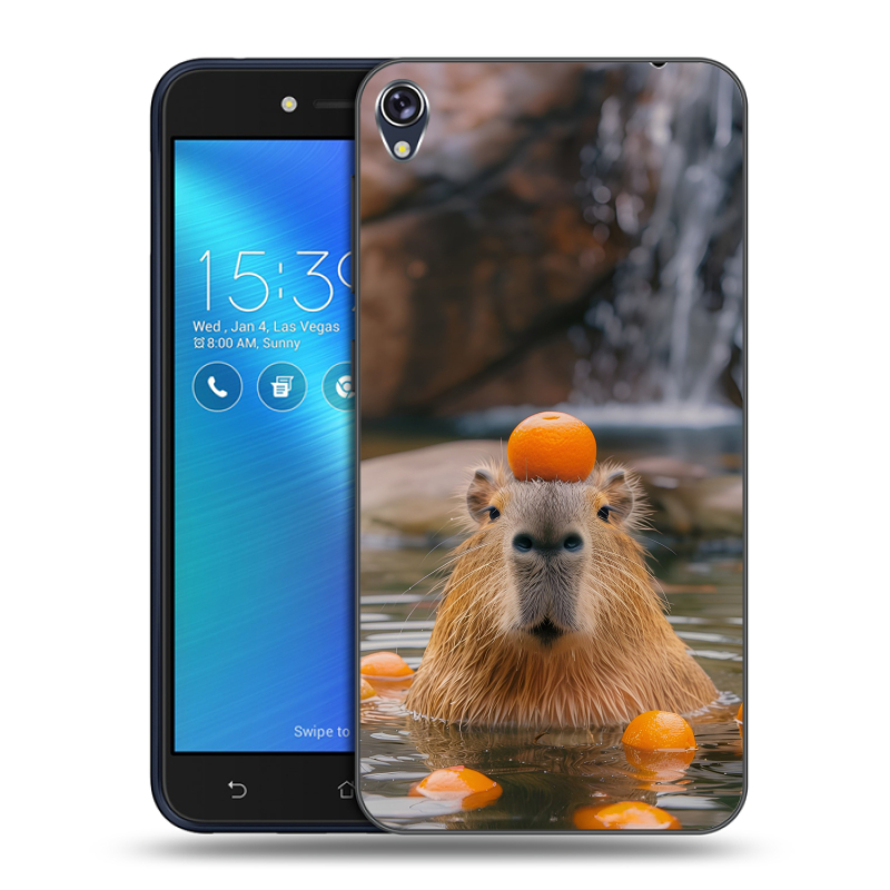 Силиконовый чехол на Asus ZenFone Live с принтом Капибара с апельсином Силиконовый чехол на Asus ZenFone Live с принтом Капибара с апельсином
