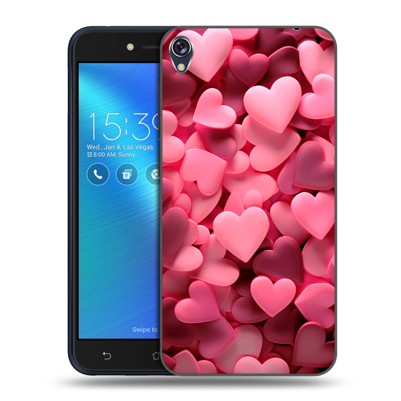 Силиконовый чехол на Asus ZenFone Live с принтом розовые сердечки Силиконовый чехол на Asus ZenFone Live с принтом розовые сердечки