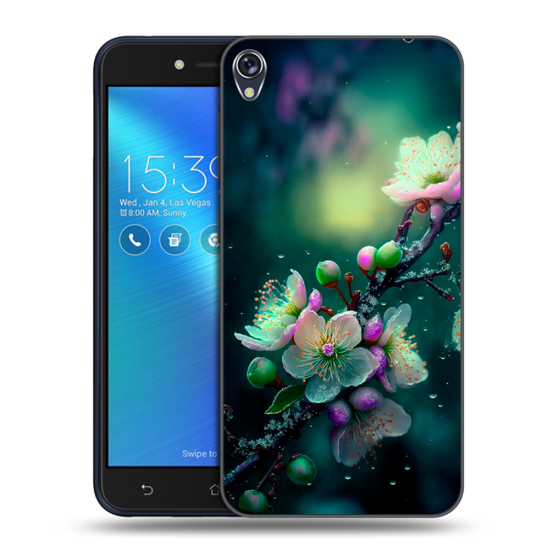 Силиконовый чехол на Asus ZenFone Live с принтом Цветы и мрамор Силиконовый чехол на Asus ZenFone Live с принтом Цветы и мрамор