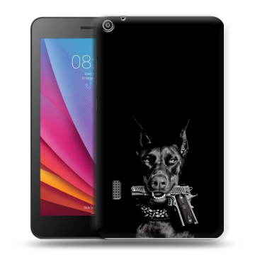 Силиконовый чехол на планшета Huawei MediaPad T3 7 с принтом Доберман и пистолет Силиконовый чехол на планшета Huawei MediaPad T3 7 с принтом Доберман и пистолет
