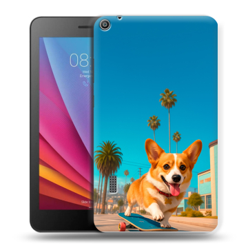 Силиконовый чехол на Huawei MediaPad T3 7 с принтом Корги на скейте Силиконовый чехол на Huawei MediaPad T3 7 с принтом Корги на скейте