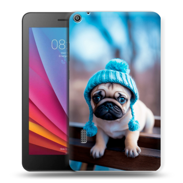 Силиконовый чехол на Huawei MediaPad T3 7 с принтом Мопс в шапке Силиконовый чехол на Huawei MediaPad T3 7 с принтом Мопс в шапке