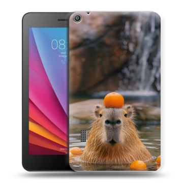 Силиконовый чехол на Huawei MediaPad T3 7 с принтом Капибара с апельсином