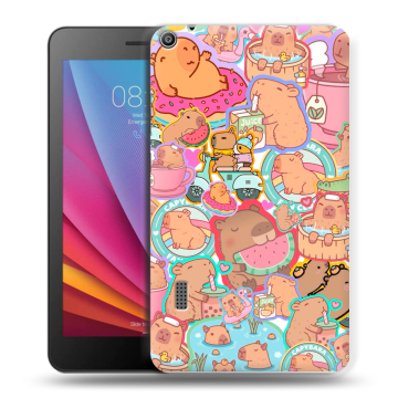 Силиконовый чехол на Huawei MediaPad T3 7 с принтом капибары Силиконовый чехол на Huawei MediaPad T3 7 с принтом капибары