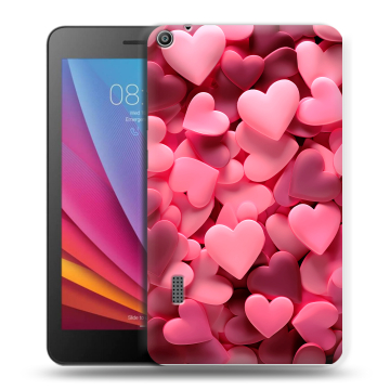 Силиконовый чехол на Huawei MediaPad T3 7 с принтом розовые сердечки Силиконовый чехол на Huawei MediaPad T3 7 с принтом розовые сердечки