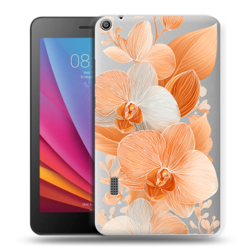 Силиконовый чехол на Huawei MediaPad T3 7 с принтом Бежевые цветы