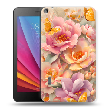 Силиконовый чехол на Huawei MediaPad T3 7 с принтом Цветы и бабочки