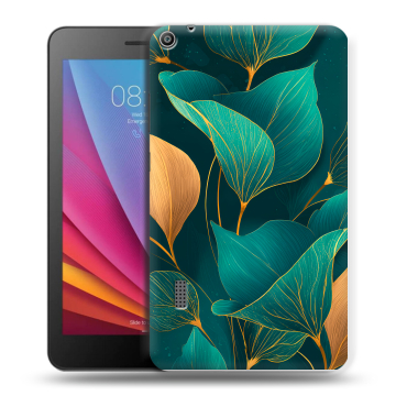 Силиконовый чехол на Huawei MediaPad T3 7 с принтом Листья и золото