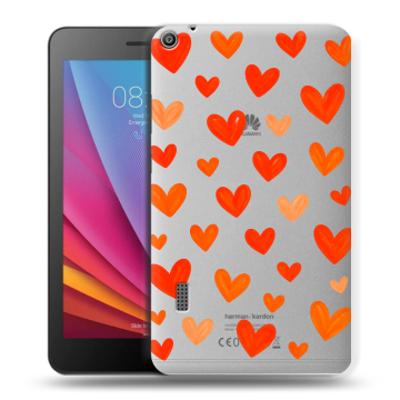 Силиконовый чехол на Huawei MediaPad T3 7 с принтом Сердечки