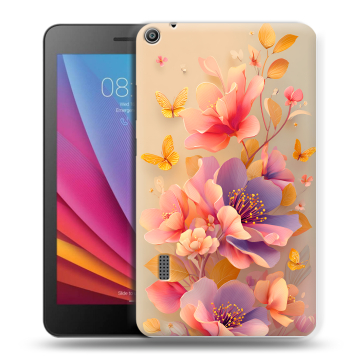 Силиконовый чехол на Huawei MediaPad T3 7 с принтом Цветы и бабочки Силиконовый чехол на Huawei MediaPad T3 7 с принтом Цветы и бабочки