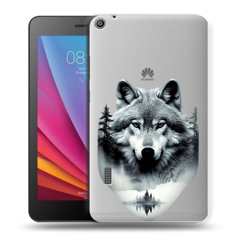Силиконовый чехол на Huawei MediaPad T3 7 с принтом Волк в лесу Силиконовый чехол на Huawei MediaPad T3 7 с принтом Волк в лесу