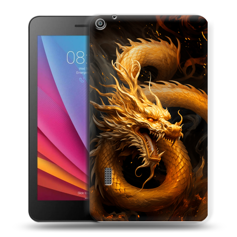 Силиконовый чехол на Huawei MediaPad T3 7 с принтом Золотой дракон Силиконовый чехол на Huawei MediaPad T3 7 с принтом Золотой дракон