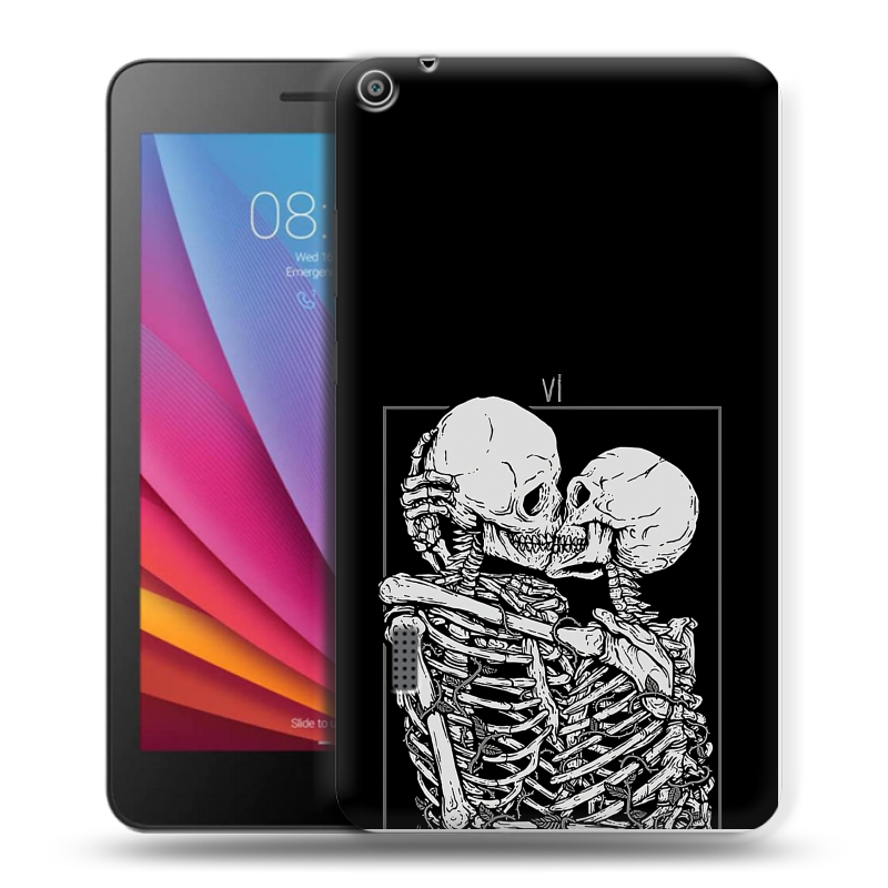 Силиконовый чехол на Huawei MediaPad T3 7 с принтом Поцелуй скелетов Силиконовый чехол на Huawei MediaPad T3 7 с принтом Поцелуй скелетов