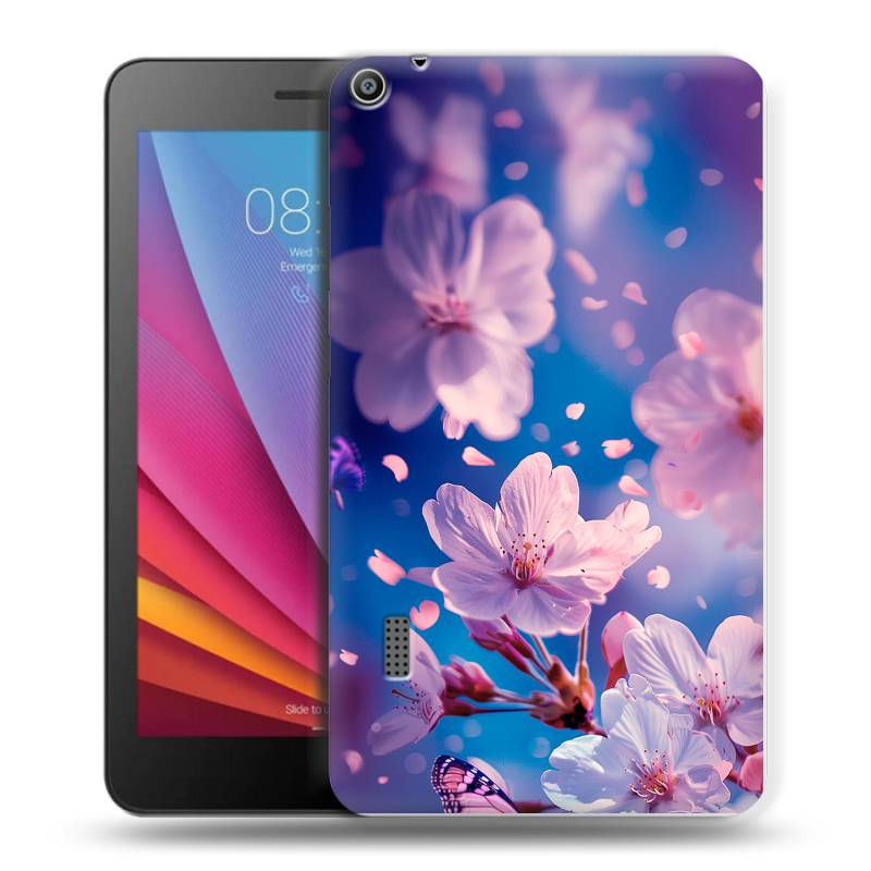 Силиконовый чехол на Huawei MediaPad T3 7 с принтом цветы бабочки Силиконовый чехол на Huawei MediaPad T3 7 с принтом цветы бабочки
