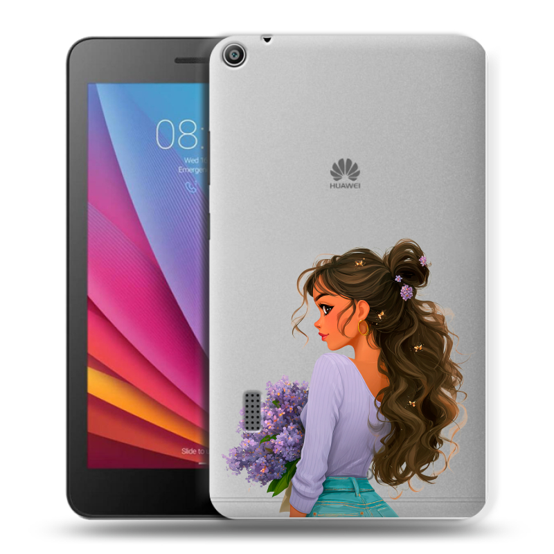 Силиконовый чехол на Huawei MediaPad T3 7 с принтом девушка цветы Силиконовый чехол на Huawei MediaPad T3 7 с принтом девушка цветы