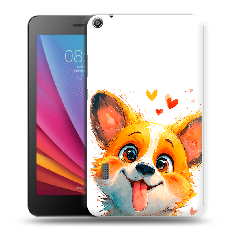 Силиконовый чехол на Huawei MediaPad T3 7 с принтом корги Силиконовый чехол на Huawei MediaPad T3 7 с принтом корги