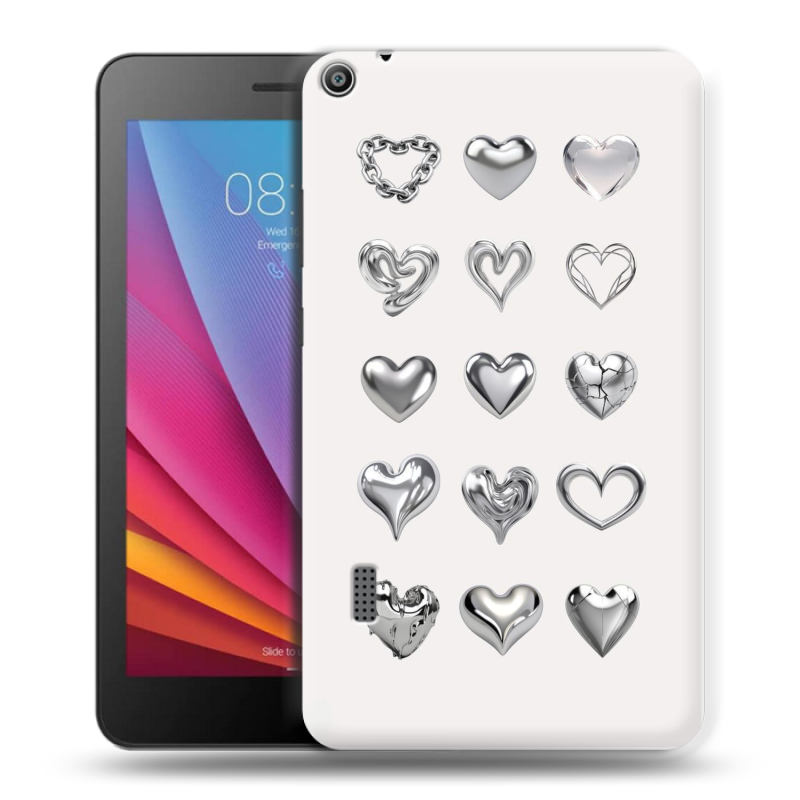 Силиконовый чехол на Huawei MediaPad T3 7 с принтом Y2K сердечки Силиконовый чехол на Huawei MediaPad T3 7 с принтом Y2K сердечки