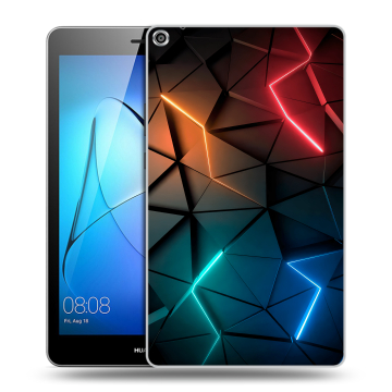 Силиконовый чехол на планшета Huawei MediaPad T3 8 с принтом Абстракция неон