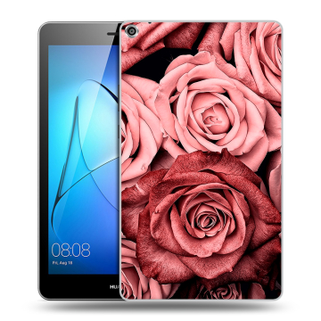 Силиконовый чехол на планшета Huawei MediaPad T3 8 с принтом Цветы розы