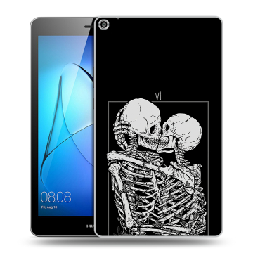 Силиконовый чехол на Huawei MediaPad T3 8 с принтом Поцелуй скелетов