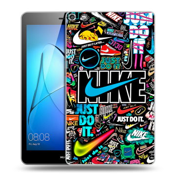 Силиконовый чехол на Huawei MediaPad T3 8 с принтом найк nike черный Силиконовый чехол на Huawei MediaPad T3 8 с принтом найк nike черный