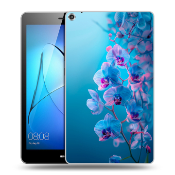 Силиконовый чехол на Huawei MediaPad T3 8 с принтом голубые орхидеи Силиконовый чехол на Huawei MediaPad T3 8 с принтом голубые орхидеи