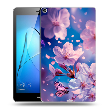 Силиконовый чехол на Huawei MediaPad T3 8 с принтом цветы бабочки