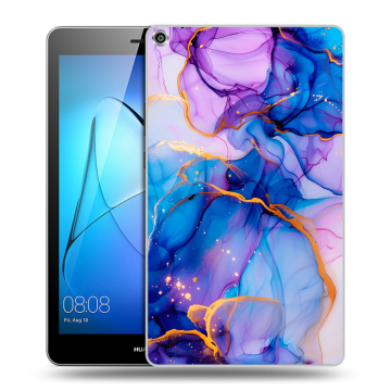 Силиконовый чехол на Huawei MediaPad T3 8 с принтом синий мрамор