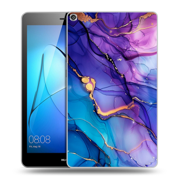Силиконовый чехол на Huawei MediaPad T3 8 с принтом синий мрамор Силиконовый чехол на Huawei MediaPad T3 8 с принтом синий мрамор