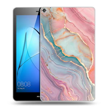 Силиконовый чехол на Huawei MediaPad T3 8 с принтом розовый мрамор